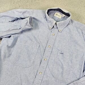 Berle Shirt Mens Large Blue Chambray Long Sleeve Button Down Made In USA Casual